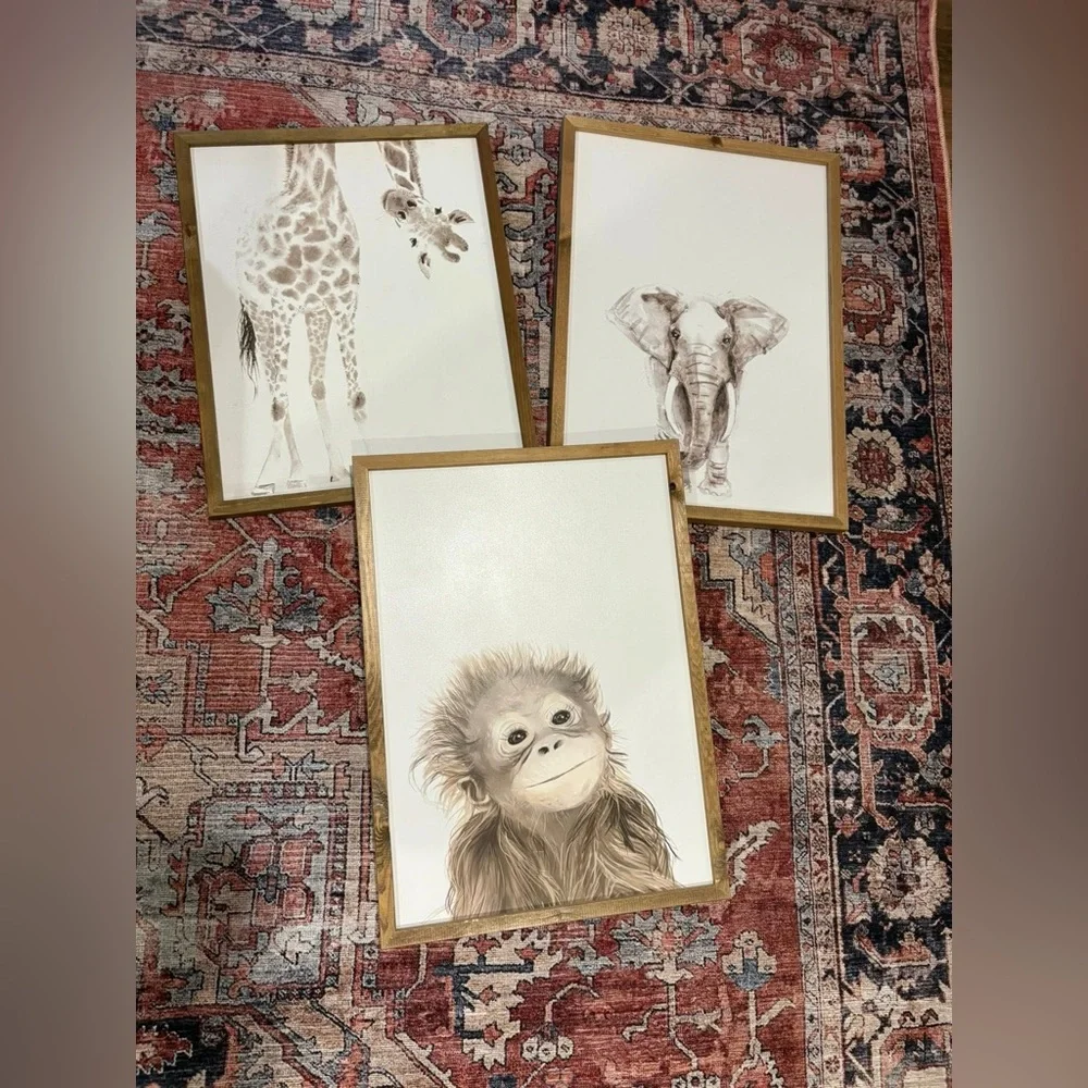 Animal Art Prints with Wooden Frames